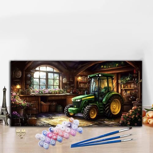 Malen Nach Zahlen Erwachsene Traktor Malen Nach Zahlen XXL 30x60CM Paint by Numbers Landschaft Bild DIY Set Erwachsene Basteln, Adults Kreativ Set für Zimmer Deko, Herbstdeko, Weihnachtsdeko G8-654 von Whoonng