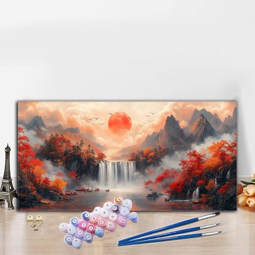 Malen Nach Zahlen Erwachsene Vogel Malen Nach Zahlen XXL 50x100cm Paint by Numbers Modern Bild DIY Set Erwachsene Basteln, Adults Kreativ Set für Deko Schlafzimmer, Herbstdeko, Weihnachtsdeko G8-982 von Whoonng