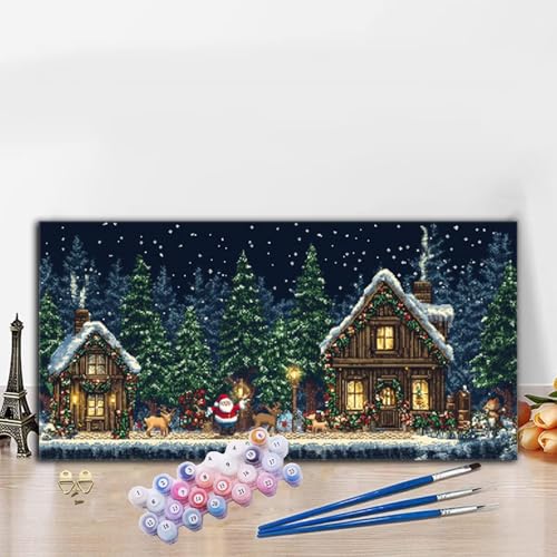 Malen Nach Zahlen Erwachsene Weihnachten Malen Nach Zahlen XXL 100x200cm Paint by Numbers Kabine Bild DIY Set Erwachsene Basteln, Adults Kreativ Set für Zimmer Deko, Herbstdeko, Weihnachtsdeko G8-682 von Whoonng
