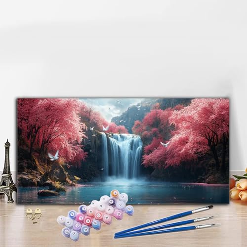 Malen Nach Zahlen Fallen, Malen Nach Zahlen Erwachsene Chinesischer Stil Paint by Numbers Handgemalt Ölgemälde Kit für Anfänger mit Pinseln und Acrylfarben, Deko Wohnzimmer, Geschenke 60x120CM G8-195 von Whoonng