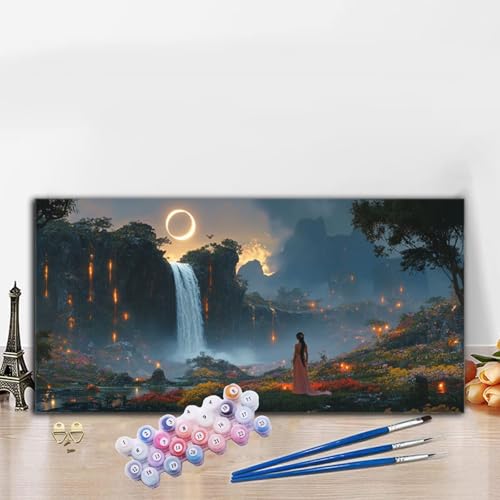 Malen Nach Zahlen Fallen, Malen Nach Zahlen Erwachsene Sommer Paint by Numbers Handgemalt Ölgemälde Kit für Anfänger mit Pinseln und Acrylfarben, Deko Wohnzimmer, Geschenke für Frauen 100x200cm G8-541 von Whoonng