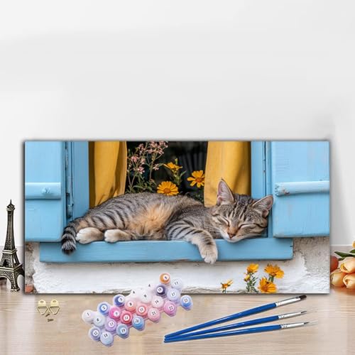 Malen Nach Zahlen Fenster, Malen Nach Zahlen Erwachsene Katze Paint by Numbers Handgemalt Ölgemälde Kit für Anfänger mit Pinseln und Acrylfarben, Deko Wohnzimmer, Geschenke für Frauen 40x70CM G8-801 Malen Nach Zahlen Fenster, Malen Nach Zahlen Erwachsene Katze Paint by Numbers Handgemalt Ölgemälde Kit für Anfänger mit Pinseln und Acrylfarben, Deko Wohnzimmer, Geschenke für Frauen 40x70CM G8-801 von Whoonng