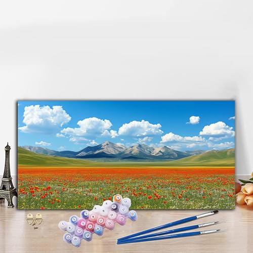 Malen Nach Zahlen Garten, Malen Nach Zahlen Erwachsene Landschaft Paint by Numbers Handgemalt Ölgemälde Kit für Anfänger mit Pinseln und Acrylfarben, Deko Wohnzimmer, Frauen Geschenke 30x60 cm G8-791 von Whoonng
