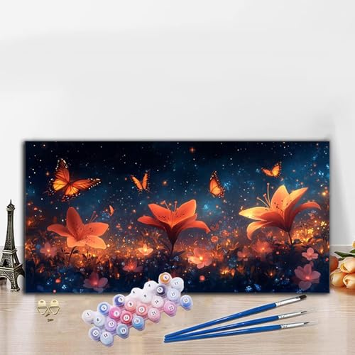 Malen Nach Zahlen Herbst, Malen Nach Zahlen Erwachsene Orchidee Paint by Numbers Handgemalt Ölgemälde Kit für Anfänger mit Pinseln und Acrylfarben, Deko Wohnzimmer,Geschenke für Frauen 40x70 cm G8-959 von Whoonng