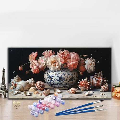 Malen Nach Zahlen Hülse, Malen Nach Zahlen Erwachsene Blume Paint by Numbers Handgemalt Ölgemälde Kit für Anfänger mit Pinseln und Acrylfarben, Deko Wohnzimmer, Geschenke für Frauen 50x100 cm G8-659 von Whoonng