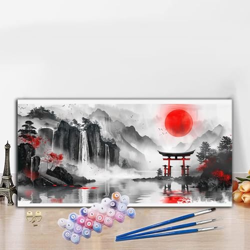 Malen Nach Zahlen Japan, Malen Nach Zahlen Erwachsene Landschaft Paint by Numbers Handgemalt Ölgemälde Kit für Anfänger mit Pinseln und Acrylfarben, Deko Wohnzimmer,Geschenke für Frauen 40x70CM G8-657 von Whoonng