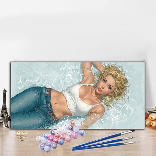 Malen Nach Zahlen Karikatur, Malen Nach Zahlen Erwachsene Frau Paint by Numbers Handgemalt Ölgemälde Kit für Anfänger mit Pinseln und Acrylfarben, Deko Wohnzimmer,Geschenke für Frauen 90x180 cm G8-527 von Whoonng
