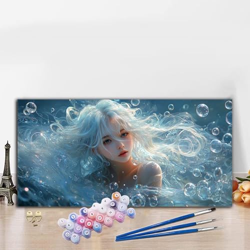 Malen Nach Zahlen Niedlich, Malen Nach Zahlen Erwachsene Frau Paint by Numbers Handgemalt Ölgemälde Kit für Anfänger mit Pinseln und Acrylfarben, Deko Wohnzimmer, Geschenke für Frauen 40x70CM G8-999 von Whoonng