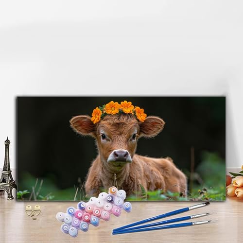 Malen Nach Zahlen Ochse, Malen Nach Zahlen Erwachsene Kranz Paint by Numbers Handgemalt Ölgemälde Kit für Anfänger mit Pinseln und Acrylfarben, Deko Wohnzimmer, Geschenke für Frauen 60x120 cm G8-641 Malen Nach Zahlen Ochse, Malen Nach Zahlen Erwachsene Kranz Paint by Numbers Handgemalt Ölgemälde Kit für Anfänger mit Pinseln und Acrylfarben, Deko Wohnzimmer, Geschenke für Frauen 60x120 cm G8-641 von Whoonng