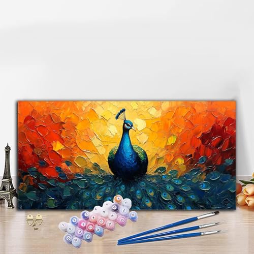 Malen Nach Zahlen Phönix, Malen Nach Zahlen Erwachsene Orange Farbe Paint by Numbers Handgemalt Ölgemälde Kit für Anfänger mit Pinseln und Acrylfarben, Deko Wohnzimmer, Frauen Geschenke 40x70cm G8-793 von Whoonng
