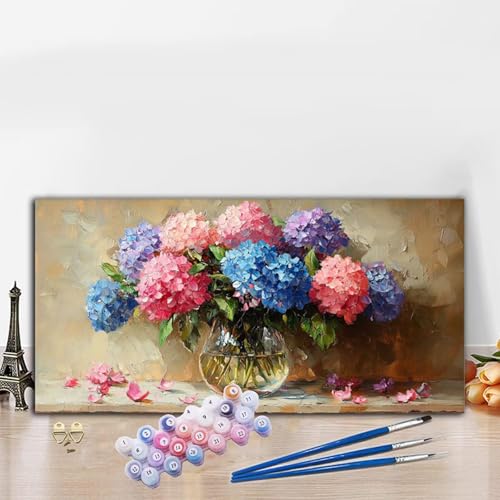 Malen Nach Zahlen Retro, Malen Nach Zahlen Erwachsene Blume Paint by Numbers Handgemalt Ölgemälde Kit für Anfänger mit Pinseln und Acrylfarben, Deko Wohnzimmer, Geschenke für Frauen 90x180CM G8-525 von Whoonng
