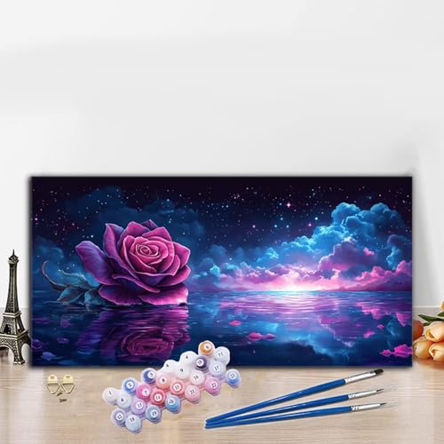 Malen Nach Zahlen Rose, Malen Nach Zahlen Erwachsene Meer Paint by Numbers Handgemalt Ölgemälde Kit für Anfänger mit Pinseln und Acrylfarben, Halloween Deko Wohnzimmer,Frauen Geschenke 90x180cm G8-805 von Whoonng