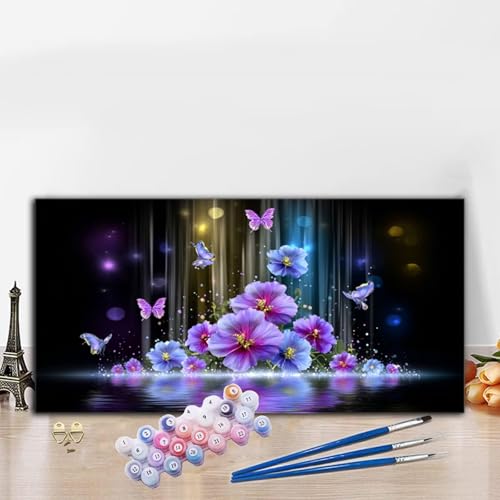 Malen Nach Zahlen Schmetterling, Malen Nach Zahlen Erwachsene Fantasie Paint by Numbers Handgemalt Ölgemälde Kit für Anfänger mit Pinseln und Acrylfarben, Deko Wohnzimmer, Geschenke 40x90CM G8-849 von Whoonng