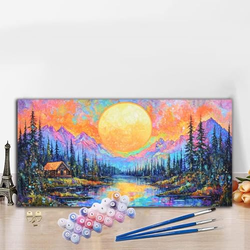 Malen Nach Zahlen Sonne, Malen Nach Zahlen Erwachsene Karikatur Paint by Numbers Handgemalt Ölgemälde Kit für Anfänger mit Pinseln und Acrylfarben, Deko Wohnzimmer,Geschenke für Frauen 70x140CM G8-537 von Whoonng