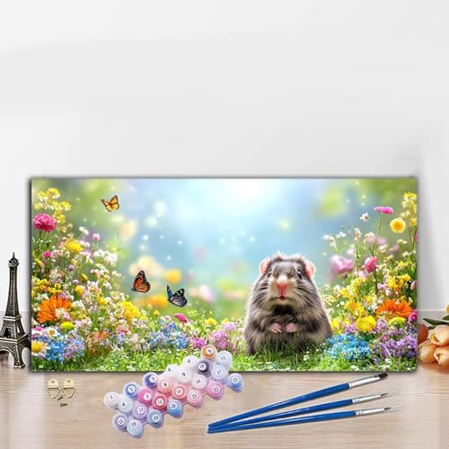 Malen Nach Zahlen Tier, Malen Nach Zahlen Erwachsene Maus Paint by Numbers Handgemalt Ölgemälde Kit für Anfänger mit Pinseln und Acrylfarben, Deko Wohnzimmer, Geschenke für Frauen 100x200 cm G8-797 von Whoonng
