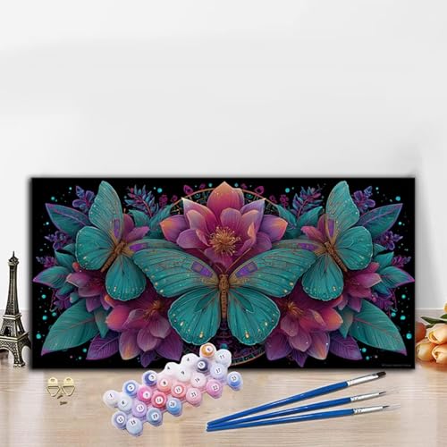 Malen Nach Zahlen Tier, Malen Nach Zahlen Erwachsene Schmetterling Paint by Numbers Handgemalt Ölgemälde Kit für Anfänger mit Pinseln und Acrylfarben, Halloween Wand Deko Wohnzimmer 80x160 cm G8-557 von Whoonng