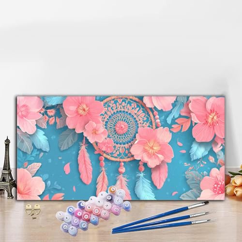 Malen Nach Zahlen Traumfänger, Malen Nach Zahlen Erwachsene Natur Paint by Numbers Handgemalt Ölgemälde Kit für Anfänger mit Pinseln und Acrylfarben, Deko Wohnzimmer, Frauen Geschenke 70x140CM G8-807 von Whoonng