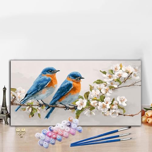 Malen Nach Zahlen Vogel, Malen Nach Zahlen Erwachsene Filialen Paint by Numbers Handgemalt Ölgemälde Kit für Anfänger mit Pinseln und Acrylfarben, Deko Wohnzimmer, Geschenke für Frauen 90x180cm G8-799 von Whoonng