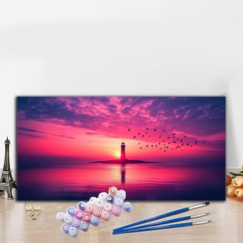 Malen Nach Zahlen Vogel, Malen Nach Zahlen Erwachsene Sonnenuntergang Paint by Numbers Handgemalt Ölgemälde Kit für Anfänger mit Pinseln und Acrylfarben, Deko Wohnzimmer, Geschenke 30x60CM G8-531 von Whoonng