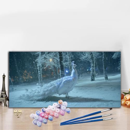 Malen Nach Zahlen Winter, Malen Nach Zahlen Erwachsene Phönix Paint by Numbers Handgemalt Ölgemälde Kit für Anfänger mit Pinseln und Acrylfarben, Deko Wohnzimmer, Geschenke für Frauen 30x60 cm G8-869 von Whoonng