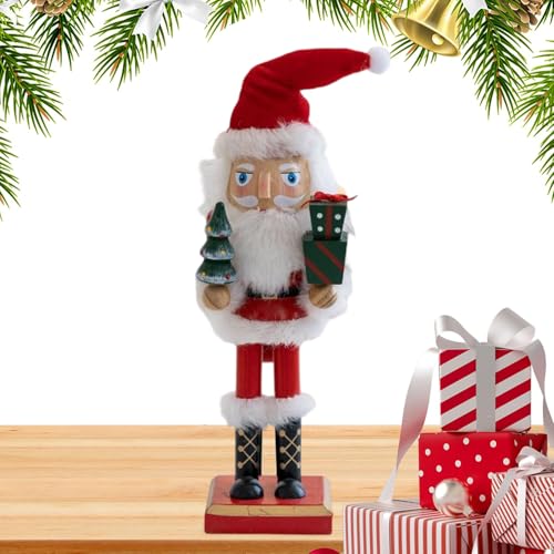 Whrcy Weihnachts Nussknacker Figur,27cm Santa Nussknacker Holzfigur aus Holz - Weihnachtsdekoration Tischdekoration Für Wohnzimmer Büro Hotel Vitrine von Whrcy