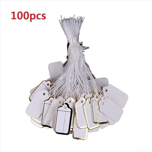 500/100 Blanko-Schmuckanhänger, beschreibbare Display-Etiketten für Schmuck und Schreibwaren (Gold, 100 Stück) von Whychstore