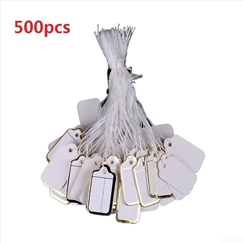 500/100 Blanko-Schmuckanhänger, beschreibbare Display-Etiketten für Schmuck und Schreibwaren (Gold, 500 Stück) von Whychstore