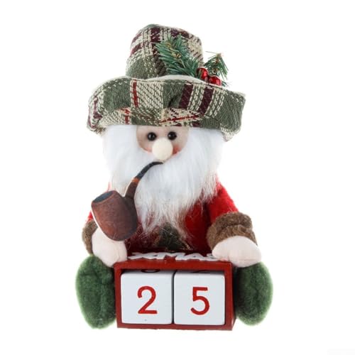 Creative Holiday Decor Adventskalender aus Holz mit lustigen Puppen des Weihnachtsmanns und einem fröhlichen Schneemann (B) von Whychstore