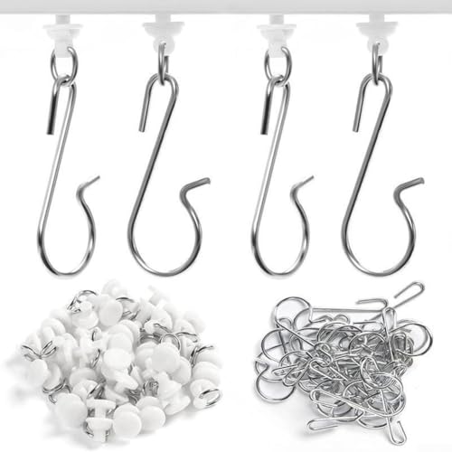 Metall-Vorhang-Riemenscheibenhaken, robuste Vorhangnadelhaken, für Nano-Umlenkrolle, für Bleistiftfaltenvorhänge (60 Stück) von Whychstore