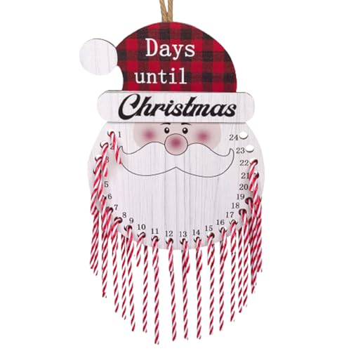 Gnome Adventskalender 2023, Weihnachtsab Adventskalender 2023 24 Tage Holz mit 24 Prozenter Candy Cane Hanging wiederverwendbarer Weihnachtsmann für Wanddekoration von Whyzsjnclg