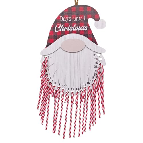 Gnome Adventskalender 2023, Weihnachtsab Adventskalender 2023 24 Tage Holz mit 24 Prozenter Candy Cane Hanging wiederverwendbarer Weihnachtsmann für Wanddekoration von Whyzsjnclg