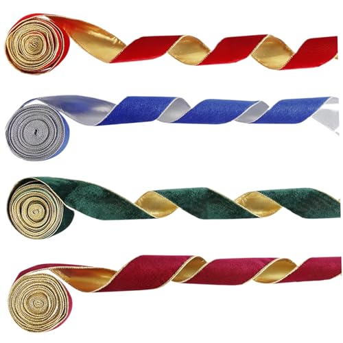 Herbstband Wired, 4pcs Herbstband Wired 16, 4 Fuß Wildleder Goldkante Nimmig mit Drahtbefestigung für das Handwerk von Kränzen und Dekorationen von Whyzsjnclg