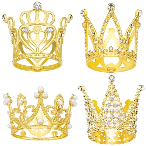 Krone für Kuchen, 4PCS Crown Cake Topper 4 Stil Goldene Farbe für mit Strass/Perle zum Geburtstag, Hochzeit und mehr Krone für Kuchen, 4PCS Crown Cake Topper 4 Stil Goldene Farbe für mit Strass/Perle zum Geburtstag, Hochzeit und mehr von Whyzsjnclg