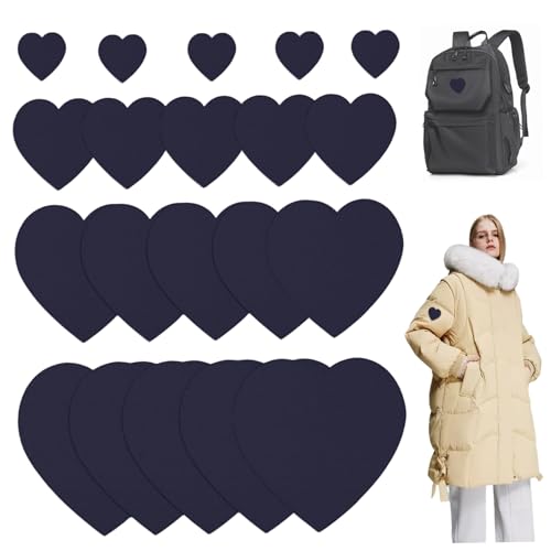 Stoffflecken für die Reparatur von Kleidung, 20pcs Down Jacke Reparatur Patch, selbstklebender Vor geschnittener Nylon-Patch für Jackenbeschichtzelte Schlafsäcke, Herz von Whyzsjnclg