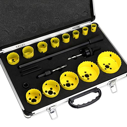 WiMas 17-teiliges Bi-Metall-Lochsägen-Set, robuster Stahl, Maislochbohrer-Set, 3/4 Zoll bis 7,6 cm Downlights, Bohrer, Werkzeug zum Schneiden von Holz, Kunststoff, Aluminium, Metall, Edelstahl WiMas 17-teiliges Bi-Metall-Lochsägen-Set, robuster Stahl, Maislochbohrer-Set, 3/4 Zoll bis 7,6 cm Downlights, Bohrer, Werkzeug zum Schneiden von Holz, Kunststoff, Aluminium, Metall, Edelstahl von WiMas