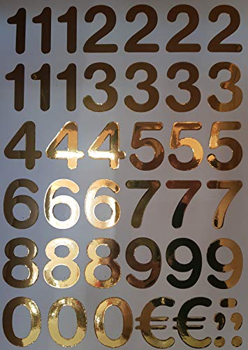 Zahlen und Zeichen in Gold, 4cm hohe Buchstaben in hochwertiger Folie (Zahlen Set 4cm, Gold) von Wichelhaus