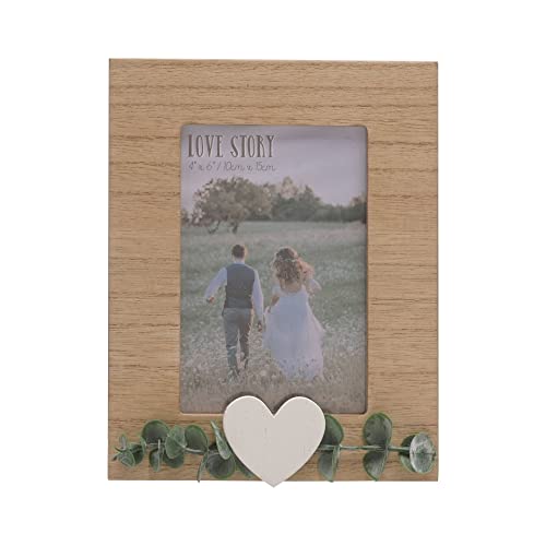 Love Story Holz-Bilderrahmen, Eukalyptus und Herz, 15,2 x 10,2 cm, Hochformat, rustikale Dekoration für Zuhause Love Story Holz-Bilderrahmen, Eukalyptus und Herz, 15,2 x 10,2 cm, Hochformat, rustikale Dekoration für Zuhause von Widdop and Co