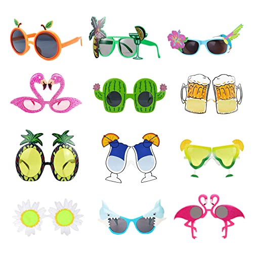 WideSmart 12 Paar Hawaiianische Brille,Party Sonnenbrillen Partybrille Lustige Luau Party Brille Lustige Brille Hawaii Tropische Sonnenbrille Sommerparty Photo Booth Requisiten Partyzubehör Dekoration von WideSmart