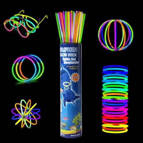 Knicklichter Party Set, Neon Glow Sticks, 100PCS Veelkleurige leuchtstäbe met connectoren voor lichtgevende armbanden kettingen, neon feestdecoratie voor kerst, oud en nieuw, festivals, bruiloften von Widisun