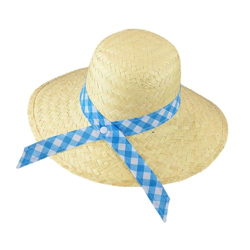 Widmann 29502 - Strohhut mit blauem Band, Bäuerin Strohhut, Sonnenschutz, Festival, Karneval, Mottoparty von W WIDMANN MILANO Party Fashion
