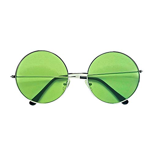 Widmann 68616 - Brille 70er Jahre, mit grünen Gläsern, Hippiebrille, Schlager, Karneval, Mottoparty von WIDMANN