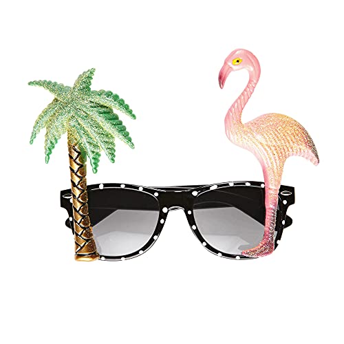 Widmann 0322F - Brille tropischer Flamingo, mit Flamingo und Palme, Hawaii, Karneval, Mottoparty von WIDMANN