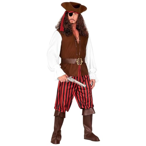 "PIRATE" (shirt with vest, pants, belt, boot covers, headband, hat, eye-patch) - (XXXL) von WIDMANN