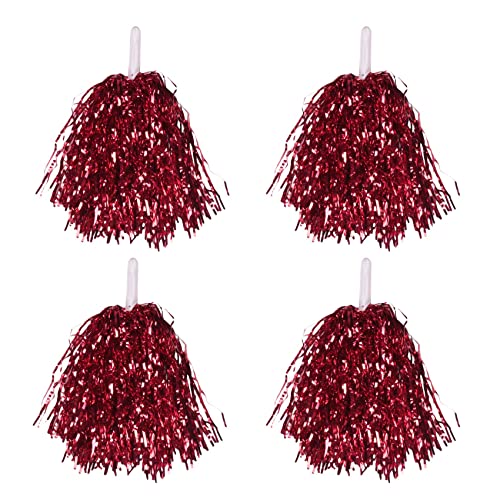 Widybord 24 StüCk Cheerleading Pom Poms Metallfolie Cheer Pom Poms mit Kunststoffgriff für Erwachsene Kinder Cheerleader Party Rot von Widybord