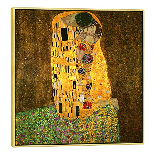 Wieco Art Kunstdruck, gerahmt, Motiv: Der Kuss, von Gustav Klimt, berühmte Ölgemälde, Reproduktionen, moderne Giclée-Leinwand, Kunstdruck, mit goldenen Bilderrahmen, Heimdekoration, KISS-60x60-GF Wieco Art Kunstdruck, gerahmt, Motiv: Der Kuss, von Gustav Klimt, berühmte Ölgemälde, Reproduktionen, moderne Giclée-Leinwand, Kunstdruck, mit goldenen Bilderrahmen, Heimdekoration, KISS-60x60-GF von Wieco Art