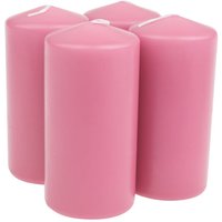 Stumpenkerze, getaucht, 4er-Pack - Altrosa von Pink