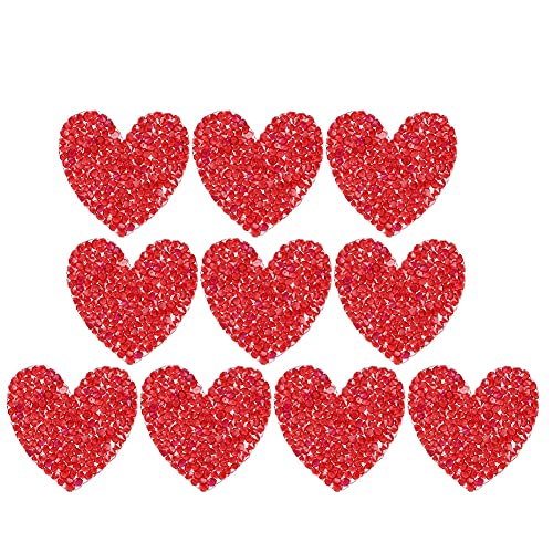 Herzförmige Strass-Applikation, 4 Cm, Hot-Fix-Dekoration für Kleidung, Schuhe, mit Kleber, DIY-Applikation, Kleidungszubehör, Dekoration (4 cm große rote Herzen) von Wifehelper
