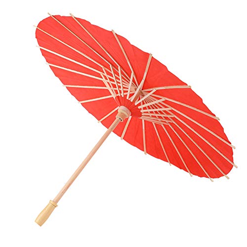 Wifehelper 23-Zoll japanischer chinesischer Art Papiersonnenschirm, Regenschirm für Hochzeit, Brautpartys, Gastgeschenke, Kinder DIY Handmalerei und Fotoaufnahmen(rot) von Wifehelper