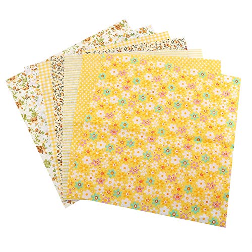 Wifehelper 3 Arten 7 Stück 50 x 50 cm Baumwolle Stoff DIY Verschiedene Quadrate Bettwäsche-Set, Viertel Bundle Patchwork Nähen Quilting Craft Gelb von Wifehelper