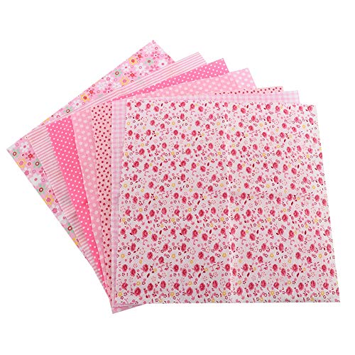 Wifehelper 3 Arten 7 Stück 50 x 50 cm Baumwolle Stoff DIY Verschiedene Quadrate Bettwäsche-Set, Viertel Bundle Patchwork Nähen Quilting Craft Rose von Wifehelper